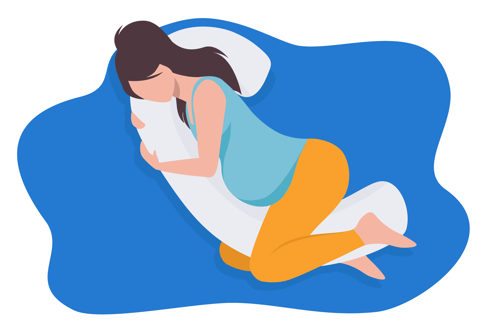 pregnant woman sleeping on kally body pillow